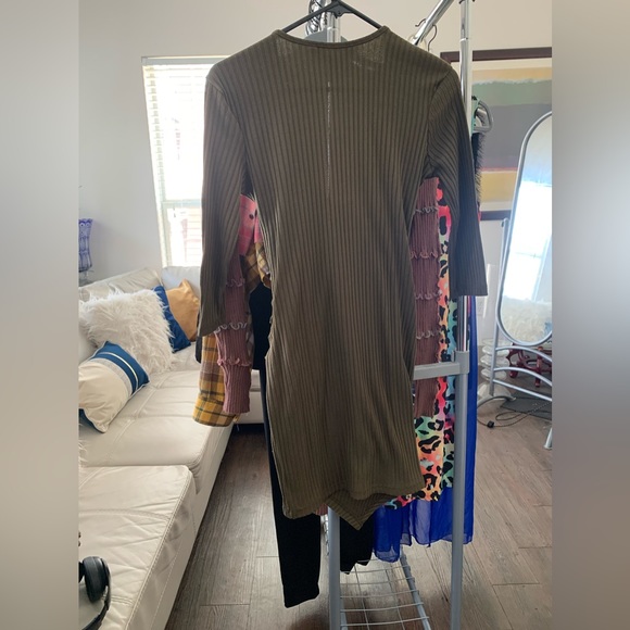 Mock wrap dress, asymmetrical hem, long sleeves, large - Picture 2 of 2